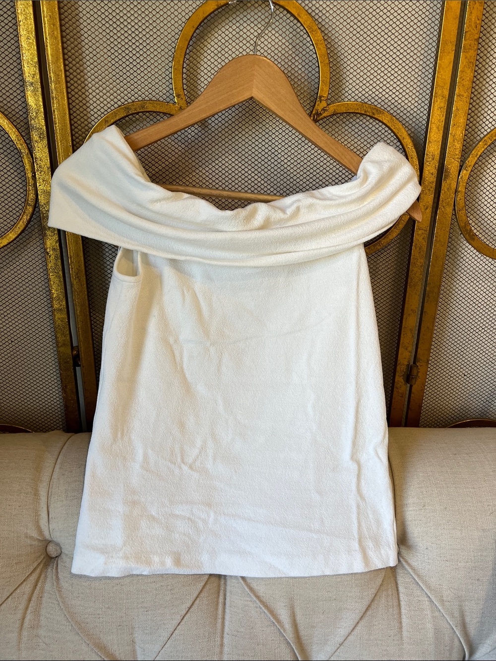 Club Monaco Off-Shoulder Cream Mini Top